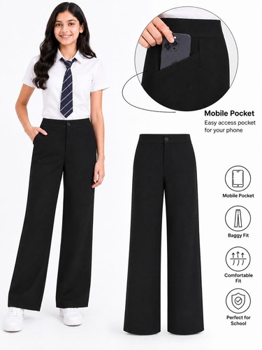Girls wide leg baggy - wide, trousers