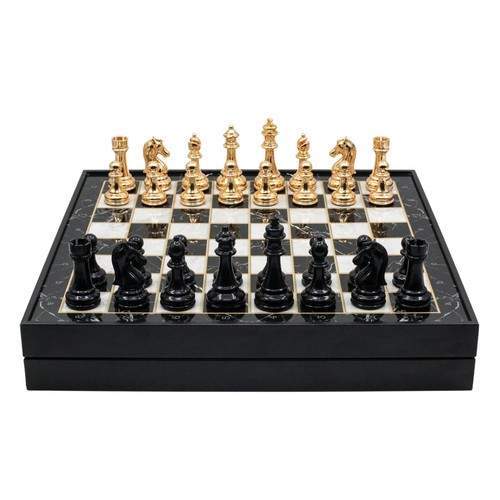 Storage chess set with metal - with,