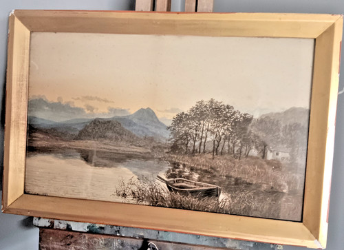 Framed victorian watercolour - framed,