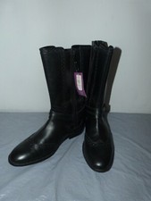 Ladies Black Leather JOHN LEWIS Brogue Calf Boot Size 5 (38)