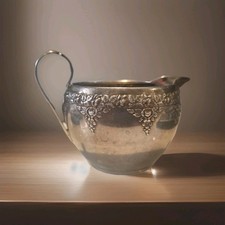Wallace Sterling Silver Creamer 4358-9 “Normandie” Pattern 75.7g  Antique Floral