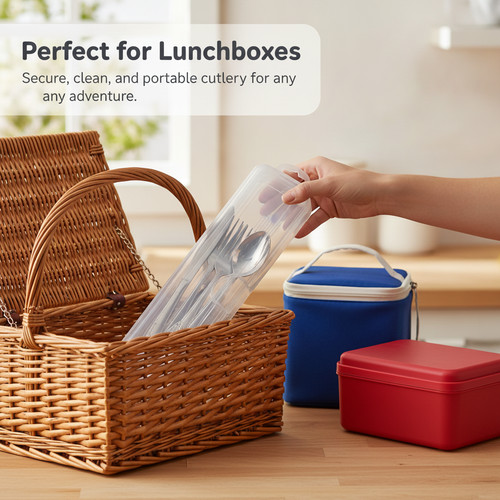 Clear cutlery box - cutlery, box,
