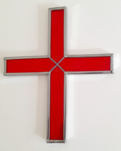 Stained glass mirror cross - stained,