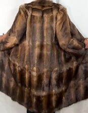 Real Fur Dark Brown Musquash Muskrat Bisam Vintage Long Coat FR430