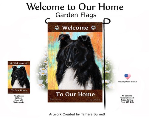 Welcome garden flag black - welcome,