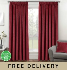 Oxford Tape Top Velvet Curtains - 100% Blackout Thermal Pair of Curtains