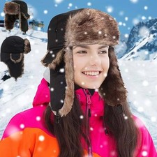 Women Russian Fluffy Faux Fur Hat ladies Winter Ladies Ski Cap Warm One Size UK