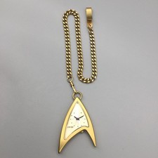 Vtg Star Trek 30th Anniversary Fossil Pocket Watch Gold Tone Chain New Battery