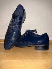 Men's Voeut Renzo Italian Leather Navy Blue Patent Dress Shoes - UK Size 7