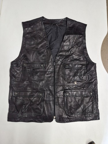Vintage leather waistcoat - , 46"