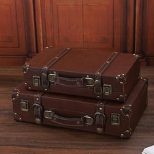 PU Leather Trunk Old Fashioned Window Photographic Small Storage Chest