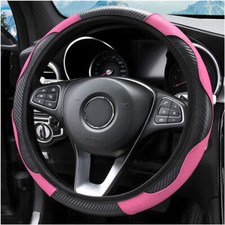 Pink Auto Accessories Microfiber Leather Car Steering Wheel Cover For 38cm/15''