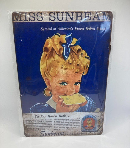 Sunbeam bread girl metal - bread, tin