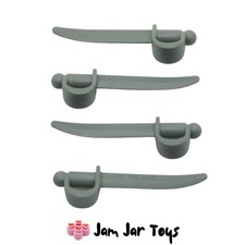 LEGO Pirate Swords Cutlass Weapons Dark Bluish Grey 4 x NEW For Mini Figures W7