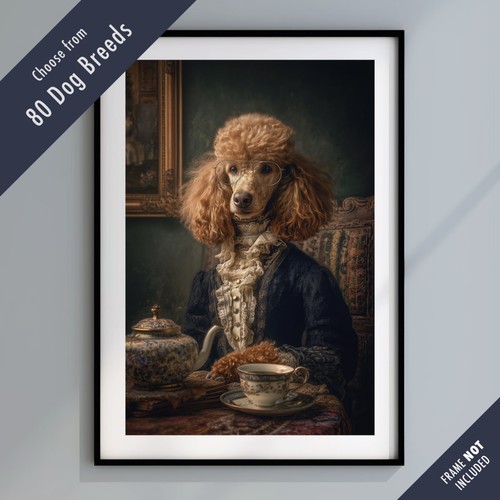 Dressed dog tea party portrait - tea,