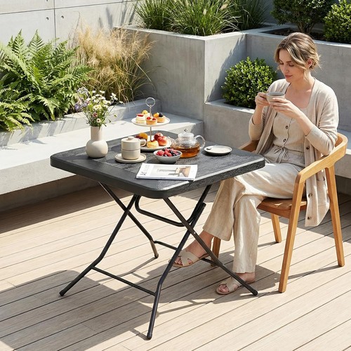 Folding garden table - folding, side