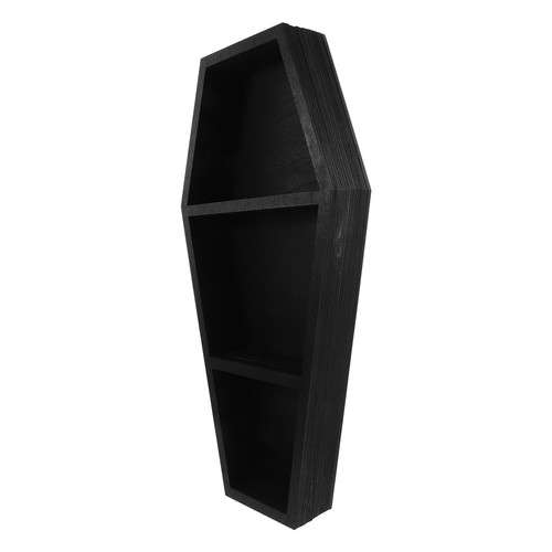 Black wooden coffin - shelf, wall
