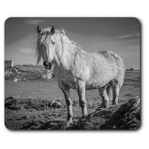 Rectangle mouse mat - mouse, bw