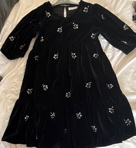 Zara black velvet - black, floral