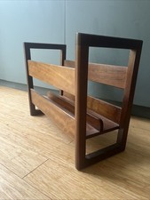 Vintage Scandinavian Teak Magazine Rack From the 1960s Wood MCM Magazine Stand