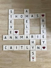 LARGE WHITE GIANT BIG SHABBY CHIC SCRABBLE WALL TILES SOLID PAINTED WOOD 9cm 