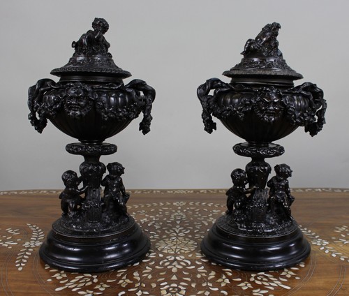 Pair french bronzed spelter - pair,