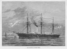 The Japanese Gun Boat 'Seiki' - Antique Print 1878