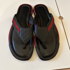 Mens Gucci Black Leather 268670 Thong Flip Flops Sandals Size EU 41.5 UK 7.5