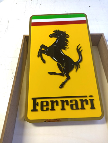 Ferrari metal dealership wall - dealership,