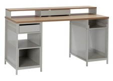 Home Modular 1 Drawer Gaming Desk - Oak Effect & Grey | Study Workstation Table