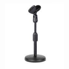 Desktop Table Desk Mic Microphone Stand w/ Clip Holder Mount Clamp Round Base