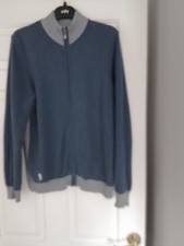 Glenmuir Women's Golf Cotton/Cashmere Zip Up Jumper in Blue- size MED