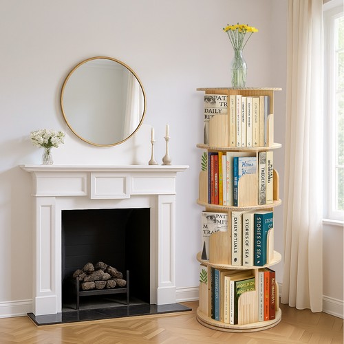 Pine rotating bookshelf - pine, –