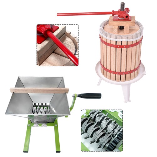 Fruit press with - fruit, straining