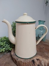 A French Enamel Jug With Lid, Enamel Kitchen Decoration
