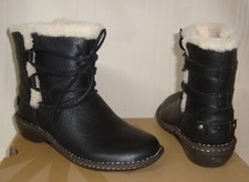 UGG Australia Rianne Black Leather Lace Up Boots Women's Size US 5 NEW 1004142