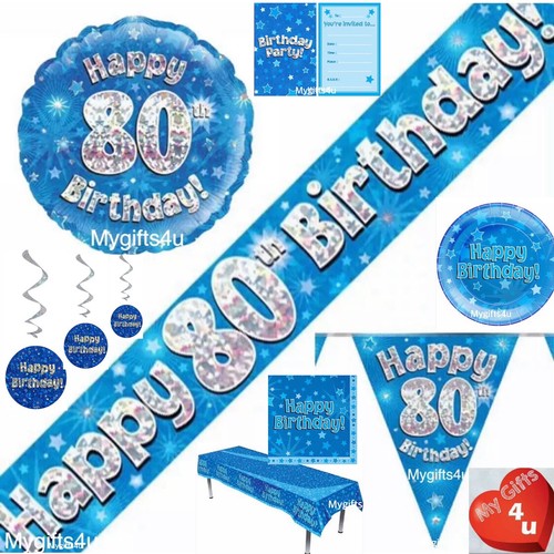 Blue 80th happy birthday - &,
