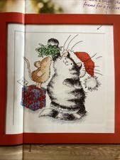 Margaret Sherry Mistletoe Kisses Cute Cat And Mouse Christmas Cross Stitch Chart