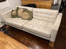 Ikea LANDSKRONA 3 Seater Sofa In White Leather