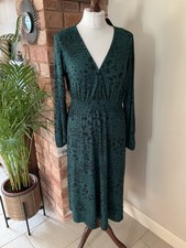 New Look Green Black Pattern MIDI Winter Dress Size 14 BNWT