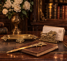 Vintage Brass Desk Set –