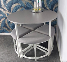 Dining Table and 4 Chairs Round Space Saver Kitchen Breakfast Compact Seat Stool