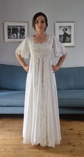 Vintage 70's Hallé white boho wedding  dress 2 piece / Nightgown Size 8-10