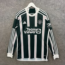 Manchester United Shirt Mens Medium Adidas Away Green Slim Long Sleeve 2023/2024