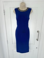 New Look Royal Blue Studded Embellished Sleeveless Below Knee Length Dress S10