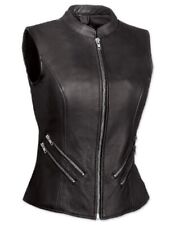 Womens Real Leather Waistcoat Bikers Style Sexy Ladies Stylish Motorcycle Vest