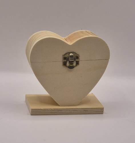 Wooden mini heart trinket box - trinket,