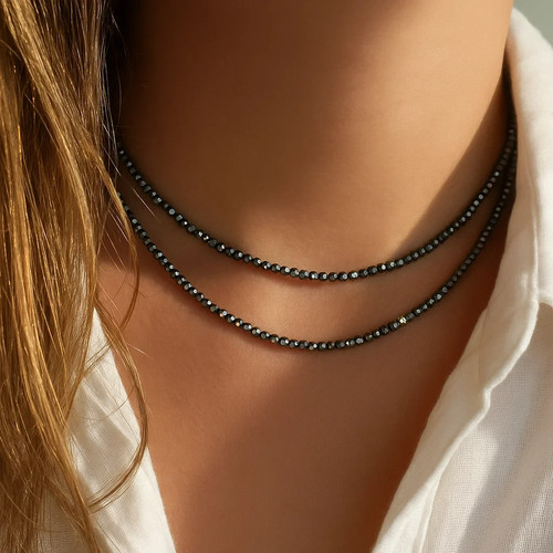 Hematite 2mm beaded - hematite,