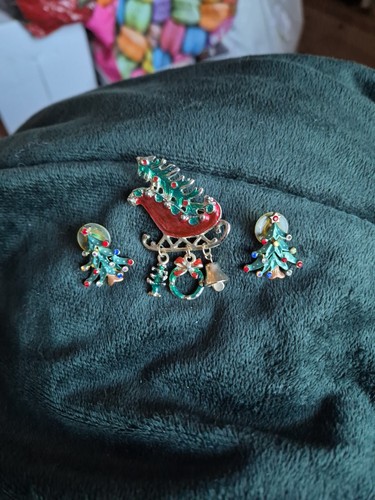 Enamel christmas tree - tree, earrings
