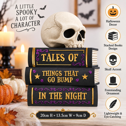 Halloween stacked books decor - stacked,